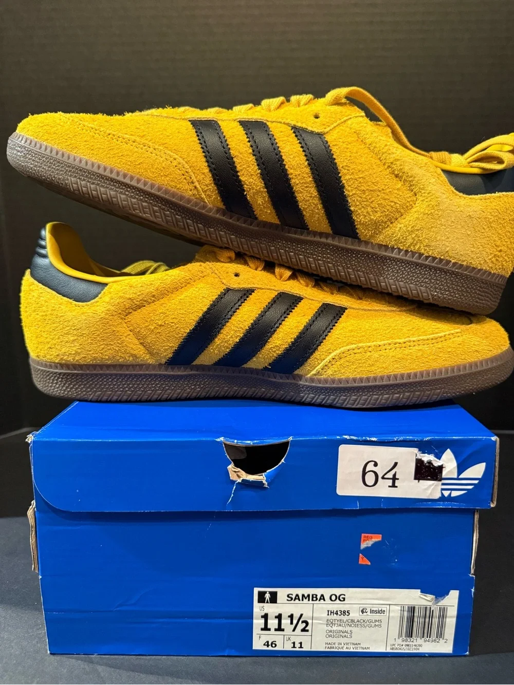 adidas Samba OG Yellow Suede Sneakers with Black Stripes